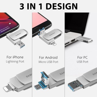 Ổ đĩa bút kim loại Samsung, Ổ đĩa Flash USB xoay có đầu nối USB3.0 & Lightning, Gậy nhớ tốc độ cao di động cho PC / Mobile / iOS, 256GB / 512GB / 1TB / 2TB