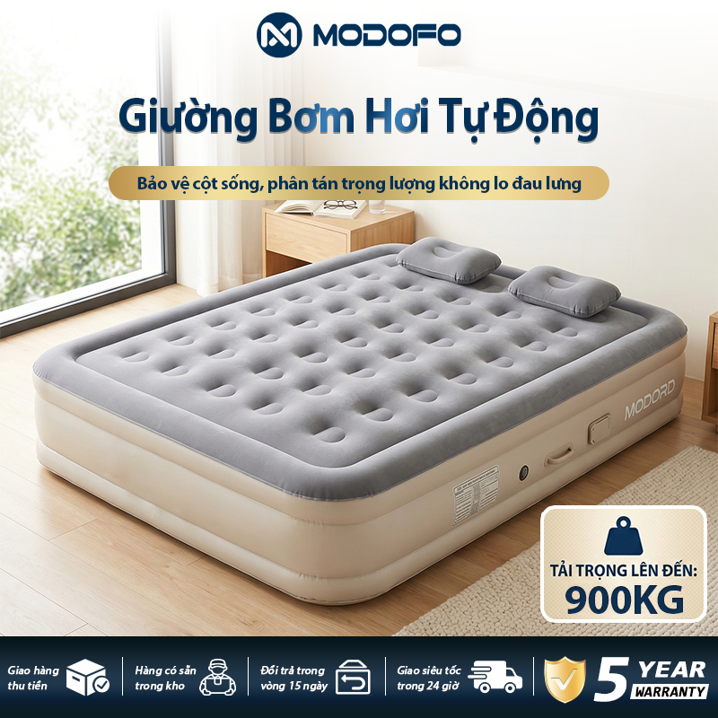 MODOFO Giường Hơi Tích Hợp Bơm Điện Tự Động, Chống Nước, Dùng Cắm Trại/Văn Phòng