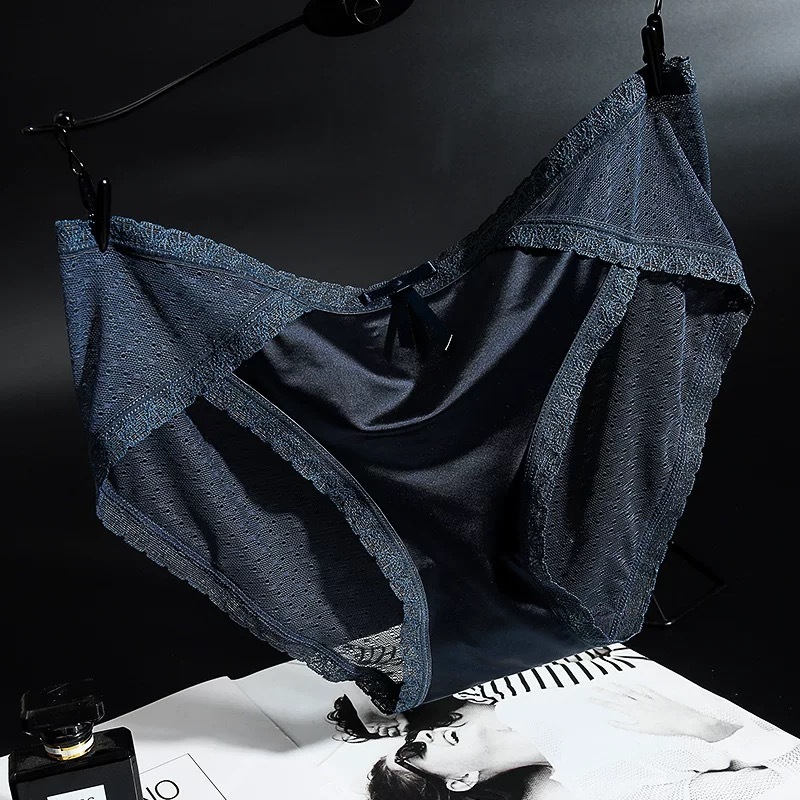 5 Pieces Women's Satin Lace Panties, Breathable Mesh Mid-Rise Underwear, Soft Skin-Friendly Comfort Briefs for All-Day Wear