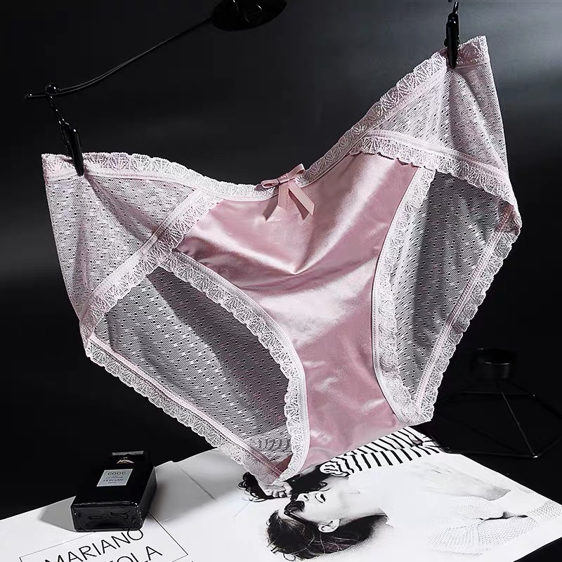 5 Pieces Women's Satin Lace Panties, Breathable Mesh Mid-Rise Underwear, Soft Skin-Friendly Comfort Briefs for All-Day Wear