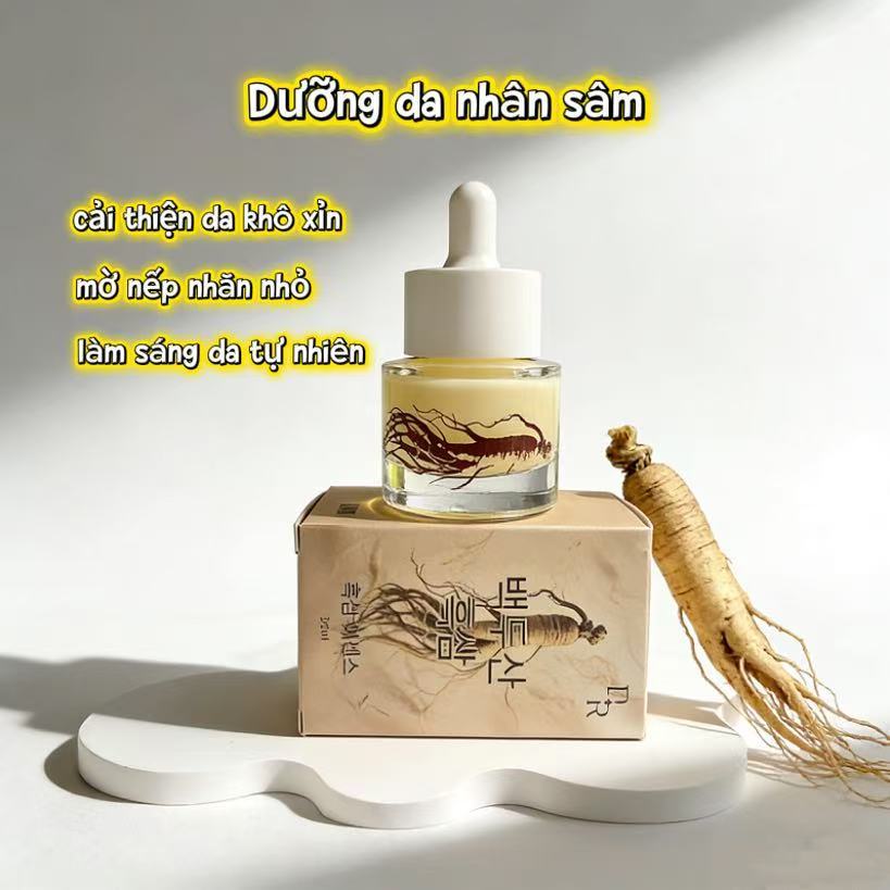 Tinh chất nhân sâm vàng chứa chiết xuất nhân sâm vàng, có tông màu da làm sáng da, cải thiện màu sắc và trì hoãn lão hóa da