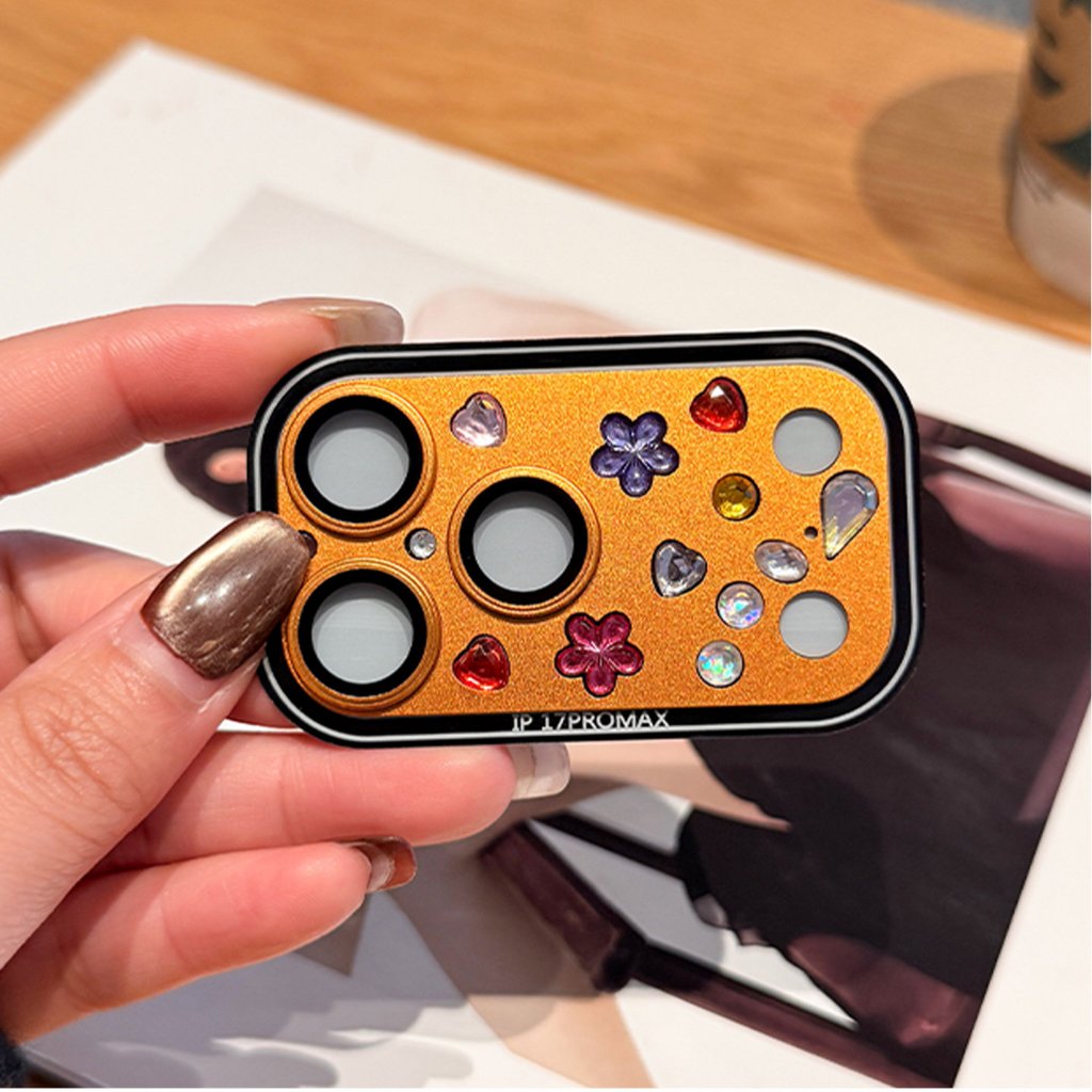 [iPhone17 Pro Max / 17 Pro Độc quyền] Phim ống kính kim cương nhấp nháy hoa HD Chống trầy xước Bảo vệ ống kính trọn gói Người ảnh hưởng Phong cách trang trí