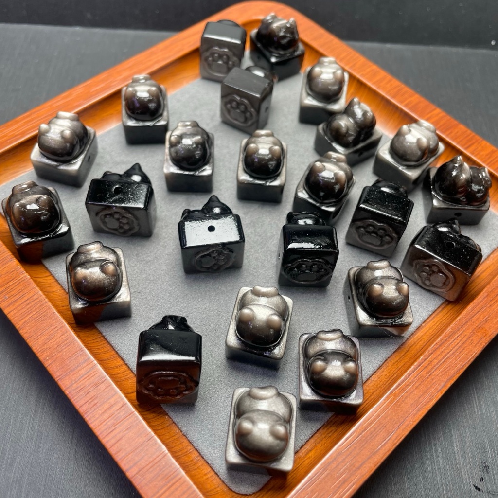Ưu đãi đặc biệt Sản phẩm mới Phụ kiện con dấu Obsidian bạc tự nhiên có thể được sử dụng làm phụ kiện vòng tay có thể được sử dụng làm phụ kiện mặt dây chuyền