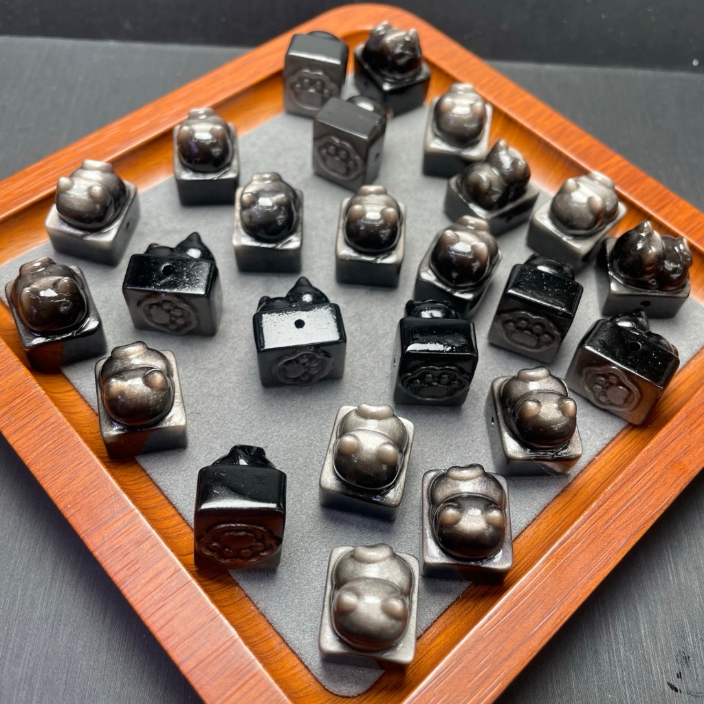 Ưu đãi đặc biệt Sản phẩm mới Phụ kiện con dấu Obsidian bạc tự nhiên có thể được sử dụng làm phụ kiện vòng tay có thể được sử dụng làm phụ kiện mặt dây chuyền