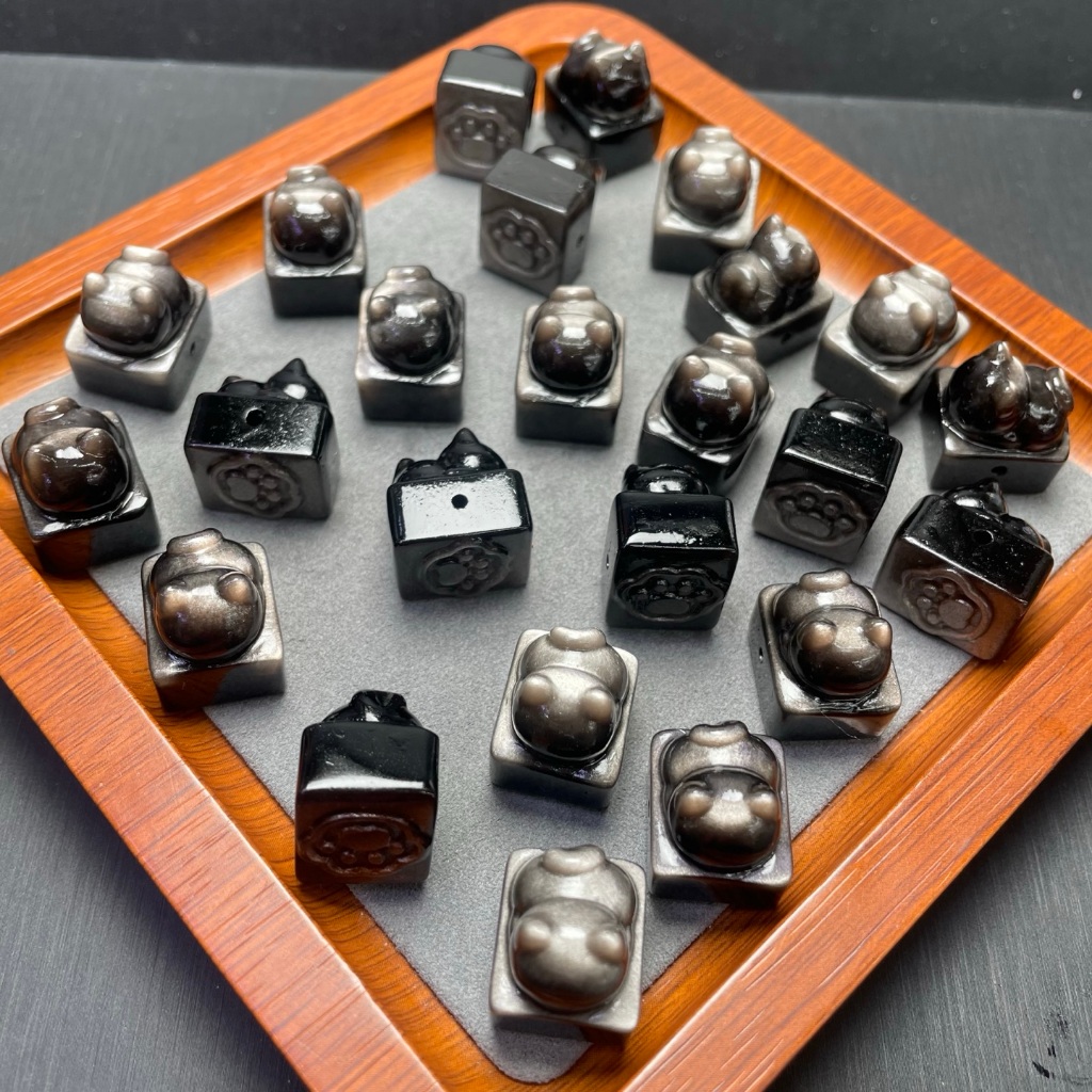 Ưu đãi đặc biệt Sản phẩm mới Phụ kiện con dấu Obsidian bạc tự nhiên có thể được sử dụng làm phụ kiện vòng tay có thể được sử dụng làm phụ kiện mặt dây chuyền