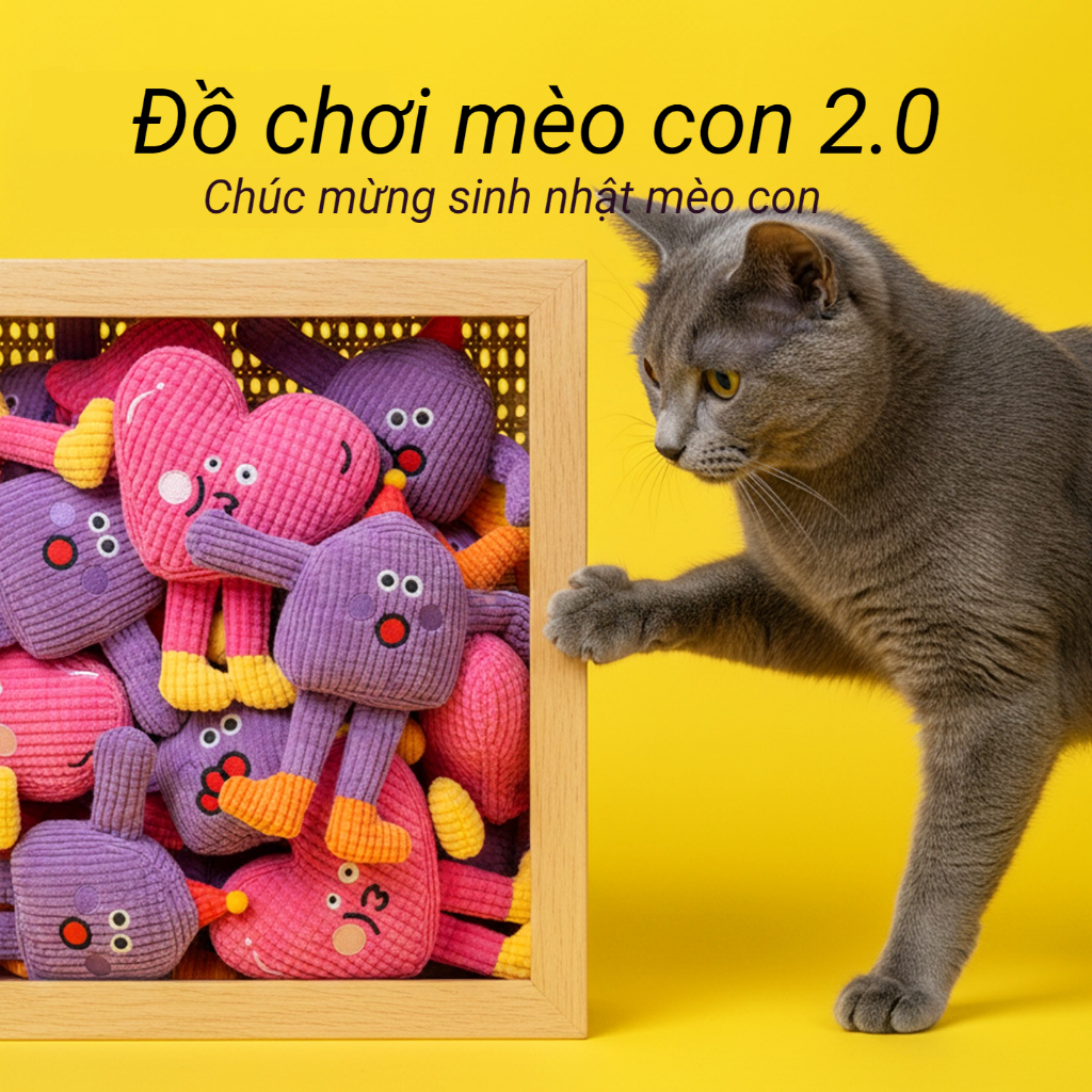 【Mewajump】Đồ Chơi Mèo Cắn Gặm Cao Cấp, Chất Liệu Mềm Mại, Có Catnip & Tiếng Kêu Vui Tai