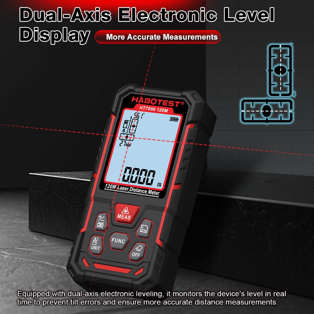 Máy đo khoảng cách laser HABOTEST HT7050 50M / 80 / 120M Dụng cụ đo laser ngoài trời trong nhà Máy đo khoảng cách laser cầm tay có thể sạc lại có độ chính xác cao | BigBuy360 - bigbuy360.vn