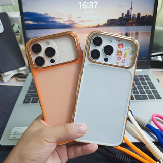 Ốp Điện Thoại Cửa Sổ Lớn Mạ Điện Sang Trọng Tương Thích Cho iPhone 13 14 15 16 17 Pro Max Ốp Lưng Mềm Trong Suốt
