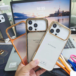 Ốp Điện Thoại Cửa Sổ Lớn Mạ Điện Sang Trọng Tương Thích Cho iPhone 13 14 15 16 17 Pro Max Ốp Lưng Mềm Trong Suốt