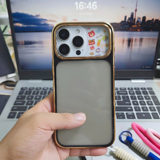 Ốp Điện Thoại Cửa Sổ Lớn Mạ Điện Sang Trọng Tương Thích Cho iPhone 13 14 15 16 17 Pro Max Ốp Lưng Mềm Trong Suốt