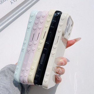 Ốp điện thoại hình trái tim 3D màu trơn tối giản Thích hợp ốp lưng cho iPhone 17 16 15 14 13 12 11 Pro Max Plus Vỏ chống sốc
