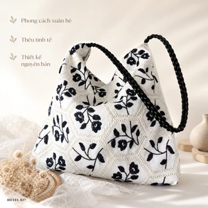Mèo Trong Chợ Rau Nguyên Bản Thêu Denim Đơn Giản Thiết Kế Niche Tote Xuân Hè Phù Hợp Với Tất Cả Trận Đấu Túi Vải Handmade Niche