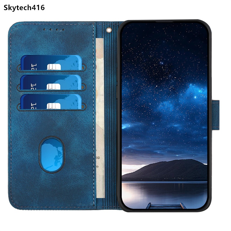 Dành Cho Vivo S10 T1 T2 T3 T3X V27 V27E V29 V29E V30 Lite Pro 4G 5G Ốp Lưng Da Lật Bao Folio Silicon Mềm Tpu Toàn Thân Ốp Lưng Chống Sốc Đựng Thẻ Có Dây Đeo Cổ Tay