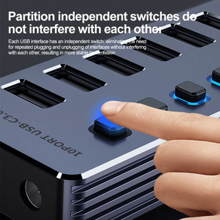 7 / 10 Cổng USB 3.0 Hub Hợp Kim Nhôm USB Docking Station Splitter Split OFF / ON Switch Cho Macbook Điện Thoại Máy Tính Bảng