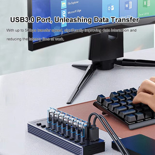 7 / 10 Cổng USB 3.0 Hub Hợp Kim Nhôm USB Docking Station Splitter Split OFF / ON Switch Cho Macbook Điện Thoại Máy Tính Bảng
