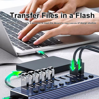 7 / 10 Cổng USB 3.0 Hub Hợp Kim Nhôm USB Docking Station Splitter Split OFF / ON Switch Cho Macbook Điện Thoại Máy Tính Bảng