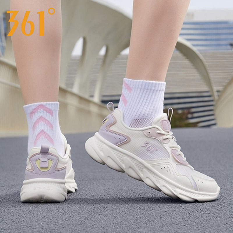 361°【3-5km】Giày Chạy Bộ Nữ Hè Mới Lưới Thoáng Khí Nhẹ Đế Mềm Hút Sốc Chống Trơn Tập Gym Hàng Ngày