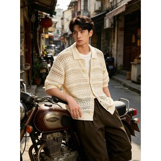 Rời Lười Phong Cách Rỗng Họa Tiết Họa Tiết Dệt Kim Áo Len Áo Cardigan Nam Công Nghiệp Nặng Niche Thiết Kế
