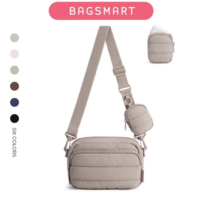 BAGSMART Túi Đeo Ngang Quilted Có Tai Nghe & Túi Chìa Khóa Túi Đeo Nhẹ Để Du Lịch Làm Việc Hàng Ngày Ví Nhỏ