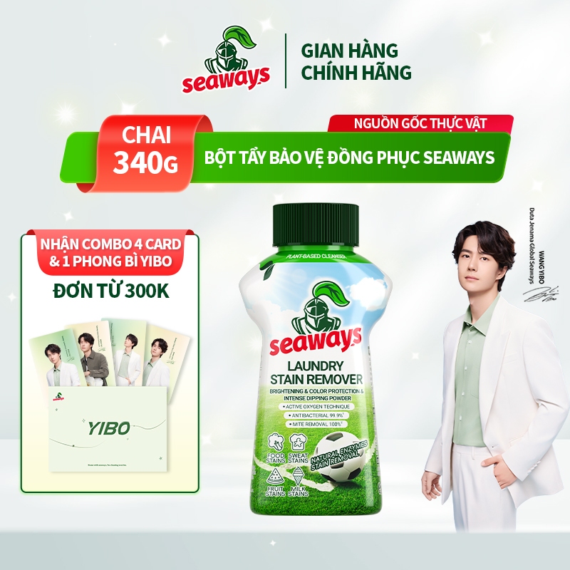 Bột tẩy vết bẩn quần áo Seaways  2 trong 1 Giặt Tẩy Vết Bẩn Khử Nhiễm Mạnh Bột Giặt Bột Tẩy Trắng 340g