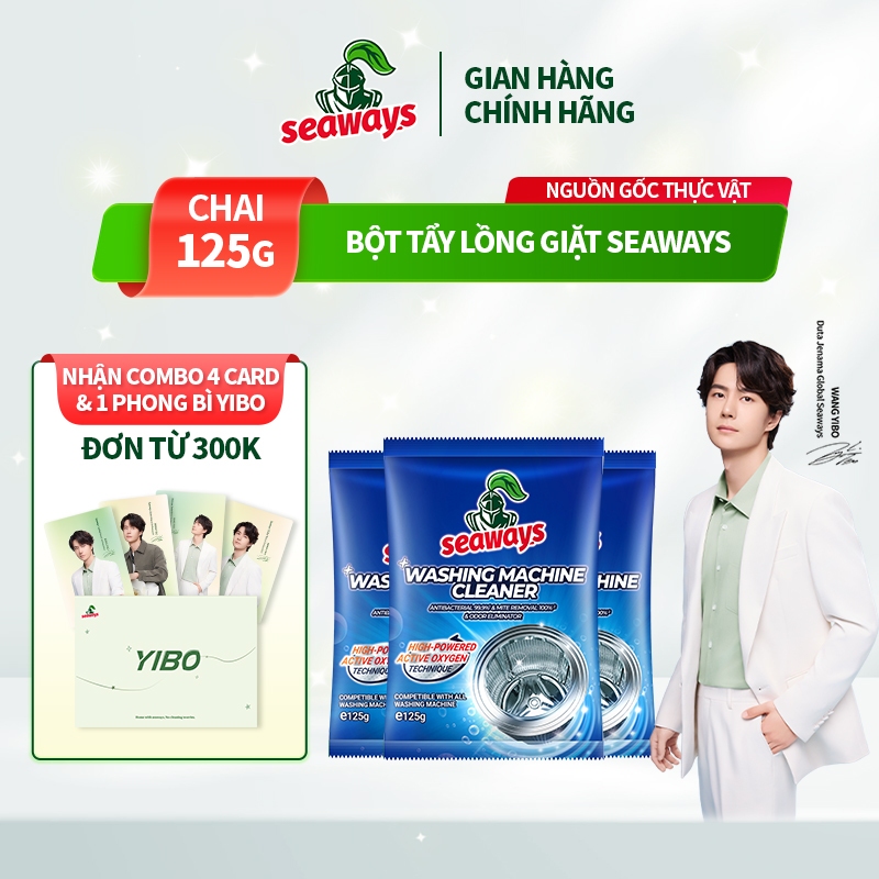 Bột vệ sinh lồng máy giặt Seaways (125g) cửa trước cửa trên kháng khuẩn 99,9% dễ sử dụng
