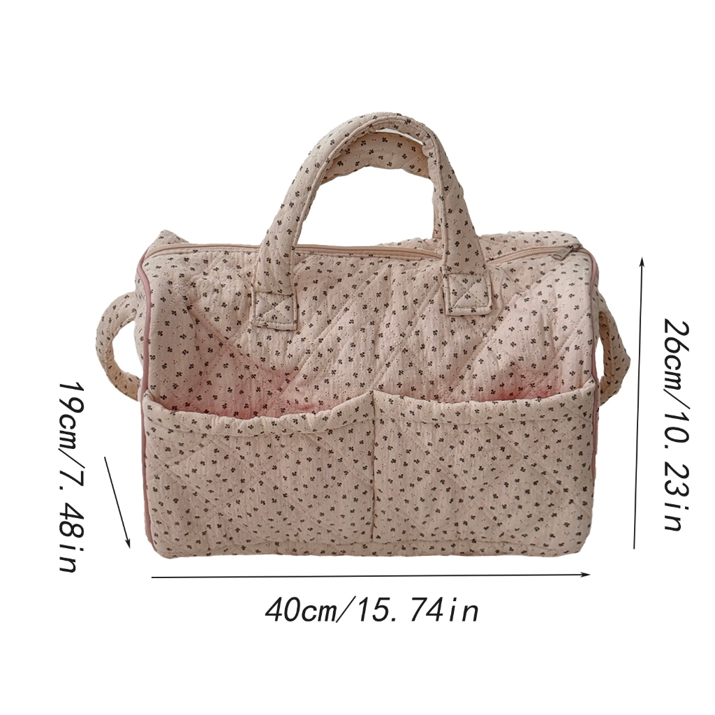 Pháp Mục Vụ Hoa Quilted Túi Xách Dung Tích Lớn Đôi Túi Thiết Kế Vải Di Động Lưu Trữ Du Lịch Túi