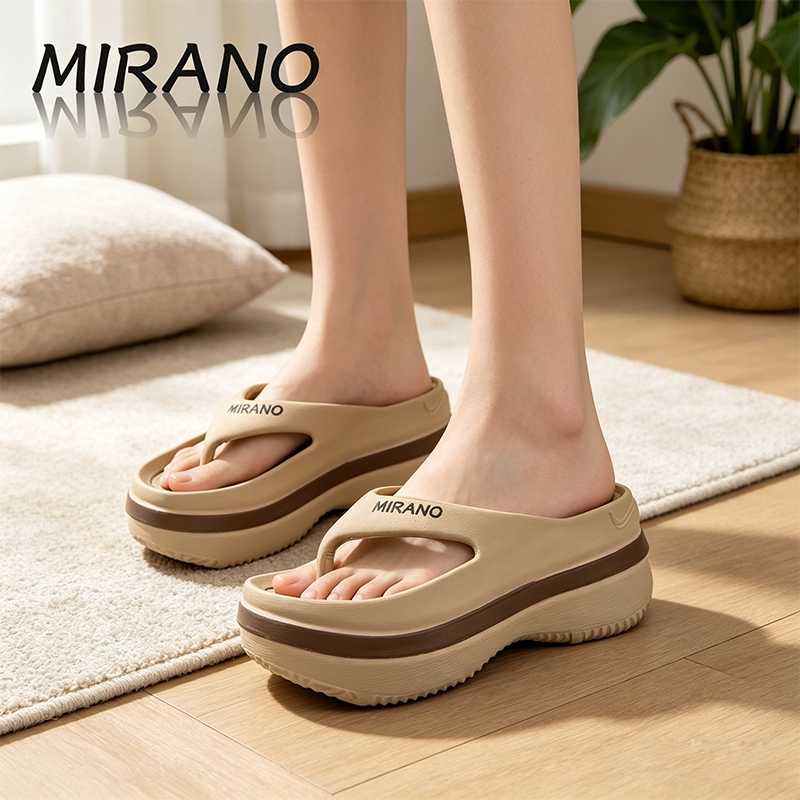Mirano Dép Nữ Cao 7cm, Chống Trơn Trượt Thoải Mái, Phong Cách Nhà, Giày Đi Biển Ngoài Trời