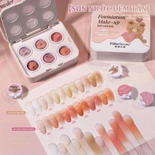 Miss Gooey Kem nền dạng cushion sáu màu mới với độ bão hòa cao phấn má hồng chuyển màu và kem che khuyết điểm có thể tán đều và vỗ nhẹ
