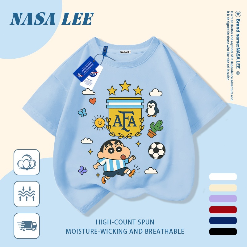 [Giao hàng trong ngày] Áo thun Cotton nguyên chất màu trắng cho trẻ em NASA Phim hoạt hình bé trai dễ thương vui nhộn In hình hợp thời trang bé trai 3-16 tuổi bé gái tay ngắn thông thường