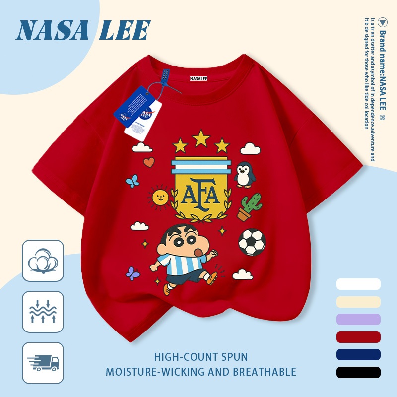 [Giao hàng trong ngày] Áo thun Cotton nguyên chất màu trắng cho trẻ em NASA Phim hoạt hình bé trai dễ thương vui nhộn In hình hợp thời trang bé trai 3-16 tuổi bé gái tay ngắn thông thường