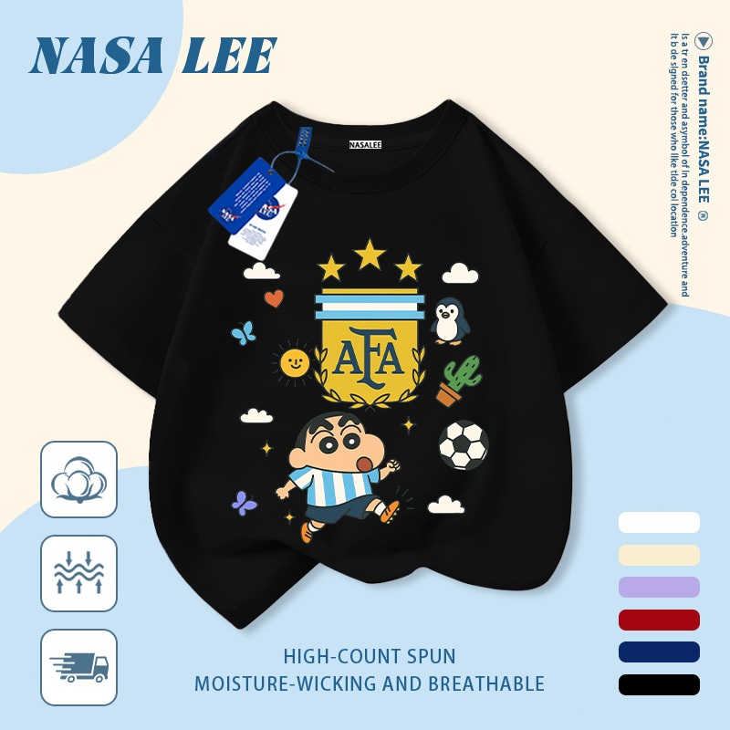 [Giao hàng trong ngày] Áo thun Cotton nguyên chất màu trắng cho trẻ em NASA Phim hoạt hình bé trai dễ thương vui nhộn In hình hợp thời trang bé trai 3-16 tuổi bé gái tay ngắn thông thường
