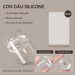 Bộ dụng cụ làm móng mới Con dấu silicone khuôn in hoa văn, công cụ chuyển in thép Khả năng chống trầy lau được bằng cồn độ trong suốt cao bền bỉ cho thợ nail.