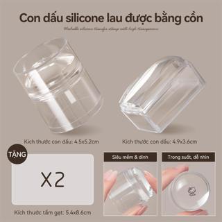 Bộ dụng cụ làm móng mới Con dấu silicone khuôn in hoa văn, công cụ chuyển in thép Khả năng chống trầy lau được bằng cồn độ trong suốt cao bền bỉ cho thợ nail.