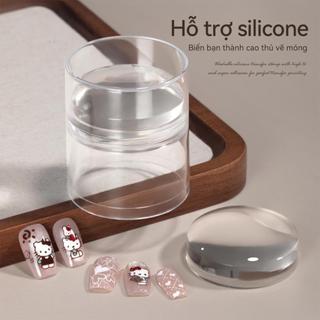 Bộ dụng cụ làm móng mới Con dấu silicone khuôn in hoa văn, công cụ chuyển in thép Khả năng chống trầy lau được bằng cồn độ trong suốt cao bền bỉ cho thợ nail.