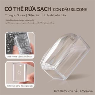 Bộ dụng cụ làm móng mới Con dấu silicone khuôn in hoa văn, công cụ chuyển in thép Khả năng chống trầy lau được bằng cồn độ trong suốt cao bền bỉ cho thợ nail.