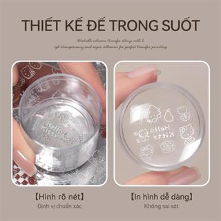Bộ dụng cụ làm móng mới Con dấu silicone khuôn in hoa văn, công cụ chuyển in thép Khả năng chống trầy lau được bằng cồn độ trong suốt cao bền bỉ cho thợ nail.