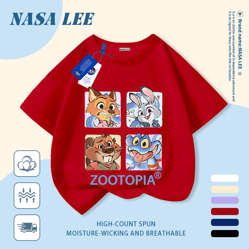 [Giao hàng trong ngày] Áo thun Cotton trắng nguyên chất thoáng khí cho trẻ em NASA Phim hoạt hình xu hướng động vật dễ thương In hình xu hướng 3-16 tuổi Bé trai bé gái tay ngắn thông thường