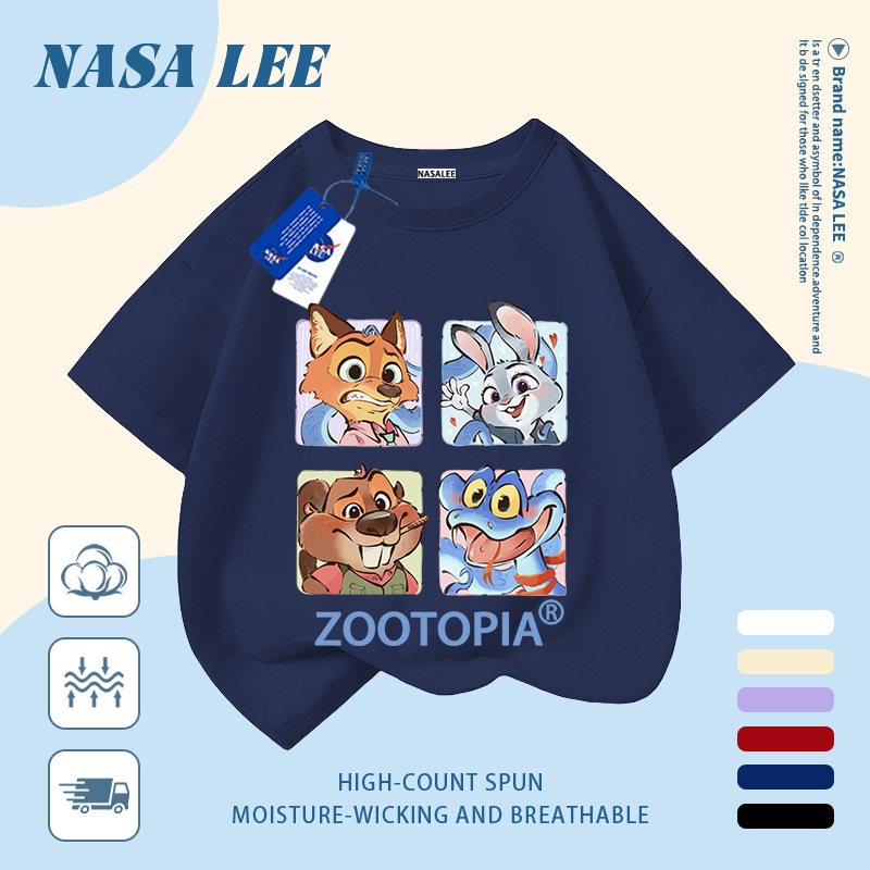 [Giao hàng trong ngày] Áo thun Cotton trắng nguyên chất thoáng khí cho trẻ em NASA Phim hoạt hình xu hướng động vật dễ thương In hình xu hướng 3-16 tuổi Bé trai bé gái tay ngắn thông thường
