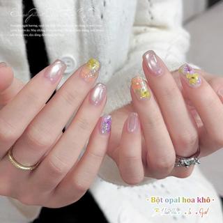 Miss Gooey Tự làm nghệ thuật vẽ móng: Bột nhũ hoa khô, nhũ lấp lánh, ánh cầu vồng, họa tiết mây cổ tích, trang trí móng tay