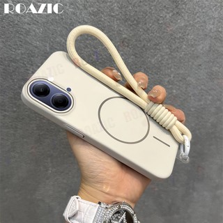 Ốp Điện Thoại Từ Tính Sang Trọng Tương Thích Cho VIVO Y05 / Y21 5G Sạc Không Dây Có Dây Đeo Tay Màu Kẹo Bảo Vệ Chống Sốc PC Cứng Mờ Ốp Lưng SR01