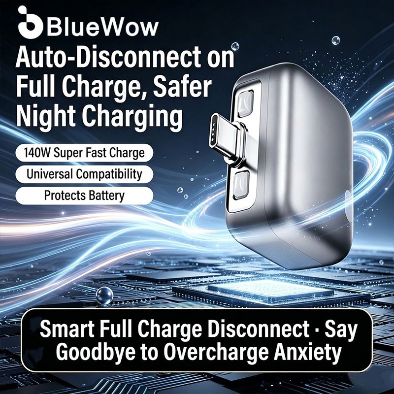 BlueWow 140W Loại C Bảo Vệ Pin Kết Nối Vật Lý Bảo Vệ Chống Quá Sạc Để Sạc An Toàn Qua Đêm Tự Động Thông Minh Dừng Sạc