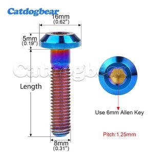 Catdogbear Titan Bolt M8x12 / 15 / 20 / 25 / 30 / 35 / 40mm Đầu Chìa Khóa Vít Cho Phanh Đĩa Calipers Xe Máy