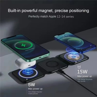 Bộ sạc có thể gập lại đa chức năng nhanh 30W 3 trong 1 Bộ sạc không dây từ tính an toàn Bộ sạc di động cho điện thoại Đồng hồ Pods