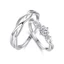 Nhẫn đôi tình yêu đan xen bạc S925 thời trang Zircon Cánh mở Nhẫn cưới có thể điều chỉnh