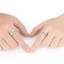 Nhẫn đôi tình yêu đan xen bạc S925 thời trang Zircon Cánh mở Nhẫn cưới có thể điều chỉnh