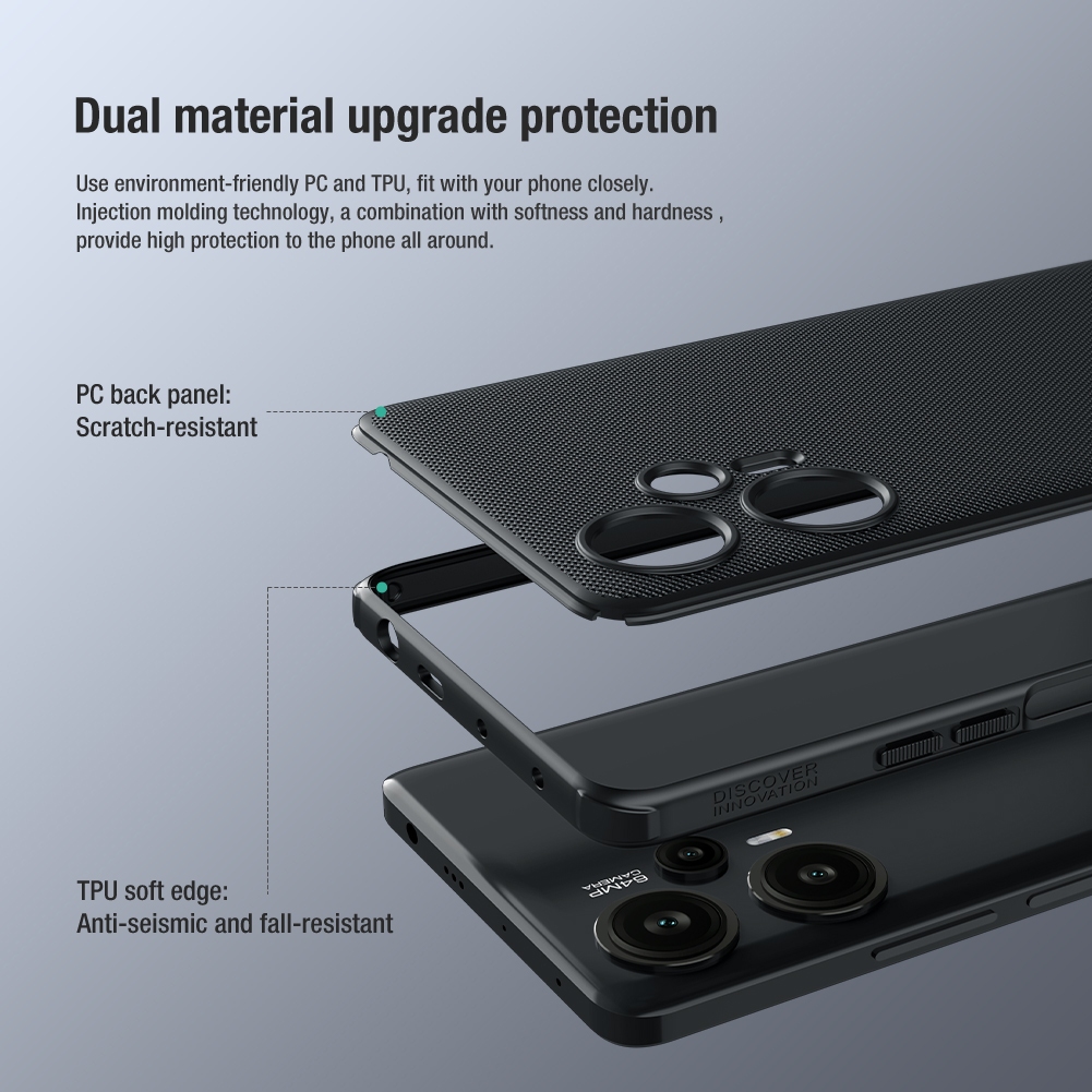 Nillkin Cho Xiaomi Poco F5 / Redmi Note 12 Turbo Frosted Shield Pro Matte Nhựa Cứng Ốp lưng Vỏ Bảo Vệ