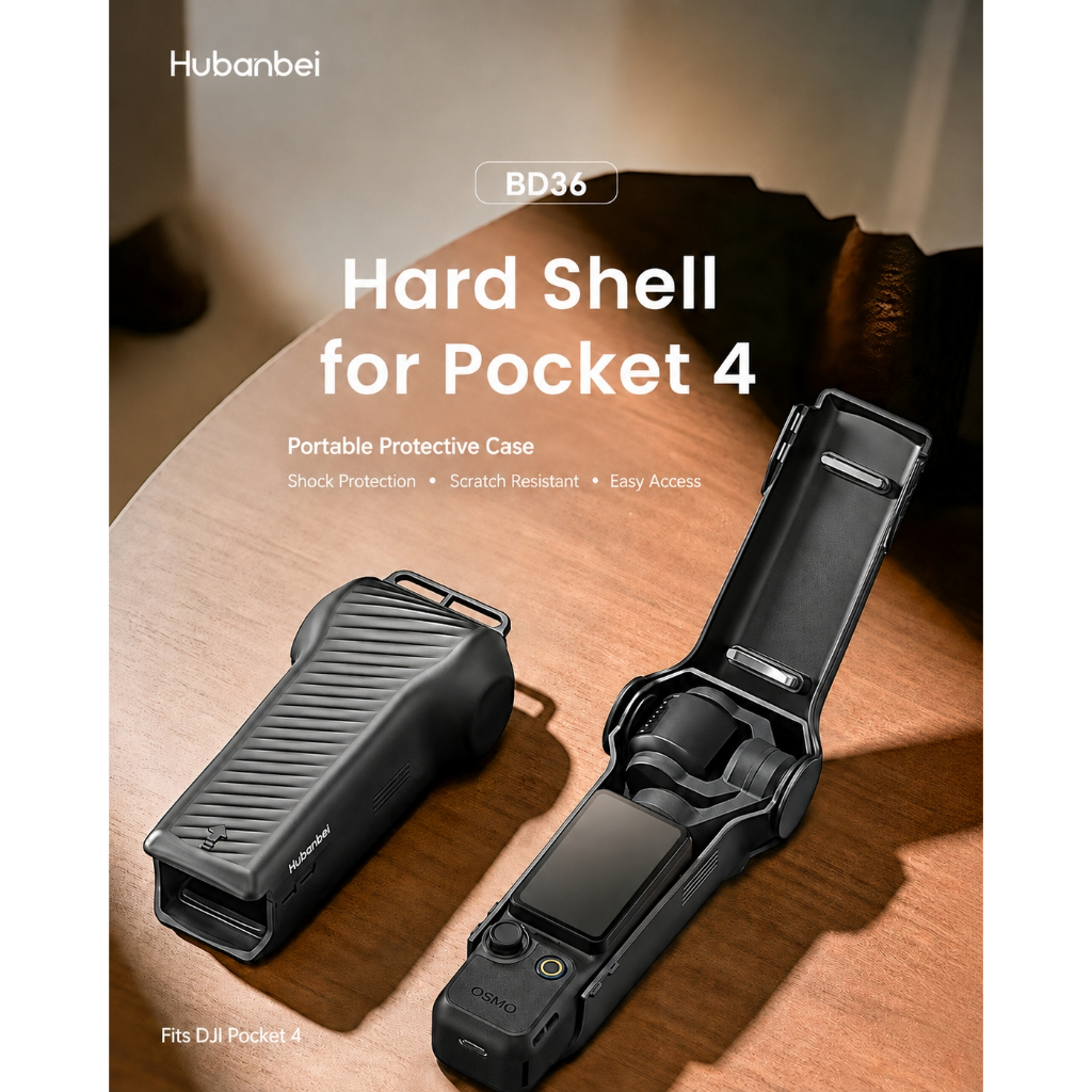 Ốp Bảo Vệ Vỏ Cứng cho DJI Osmo Pocket 4, Hộp Bảo Vệ ABS + Silicone Có Khe Nam Châm Đựng 2 Kính Lọc, Chống Trầy Xước, Bảo Vệ Gimbal, Ống Kính và Màn Hình