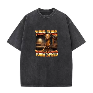 Dạo Phố Áo Thun Mùa Hè Tung Tung Tung Tung Tung Tốc Độ Áo Brainrot Meme Gen Z Hợp Thời Trang Áo Thun Cotton Rửa Vintage Áo Thun Cho Nam Tuyệt Vời Áo