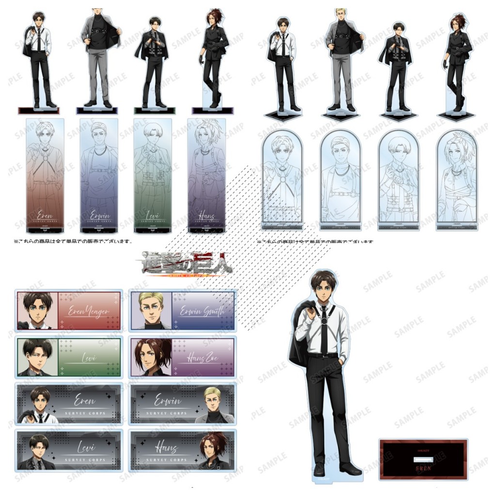 Attack on Titan Suit Style Eren Levi Hange Erwin Acrylic Stand Móc khóa Anime Collection