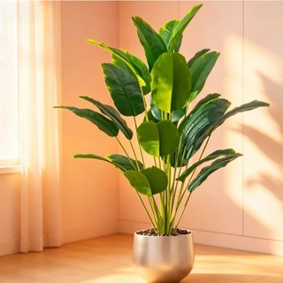 Cây lá chuối lớn nhân tạo - Cây trồng trong chậu nhiệt đới giả thực tế, dành cho trang trí phòng khách gia đình, văn phòng & Boho